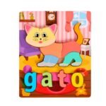 Juego de madera Gato educativo con letras encastrables