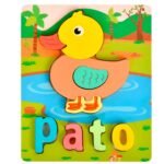Juego de madera pato educativo con letras encastrables