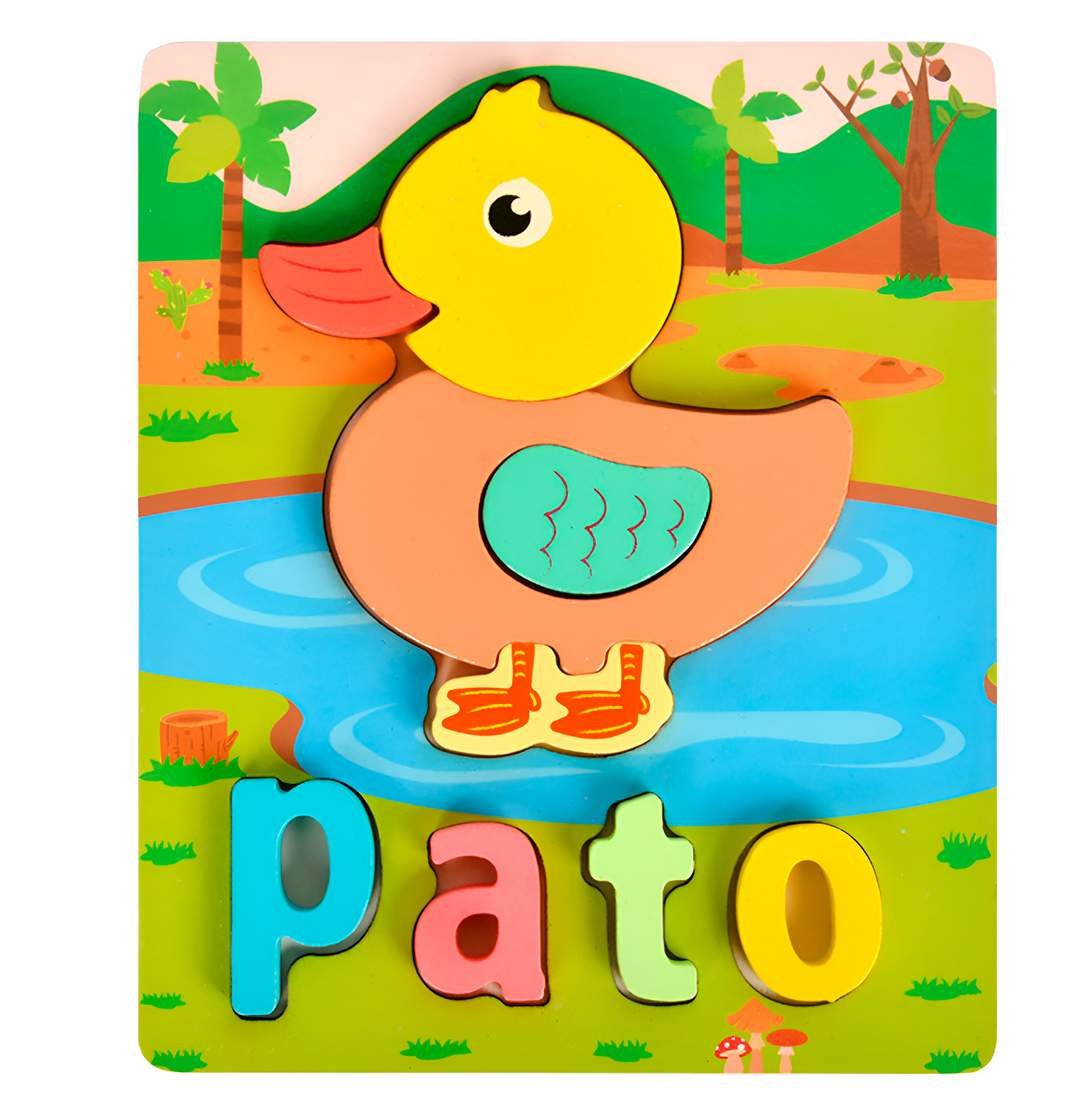 Rompecabezas de madera Pato Juego de madera pato educativo con letras encastrables