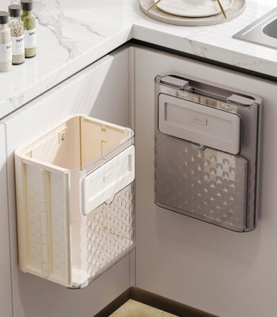 Caneca plegable transparente para cocina y baño